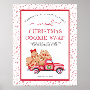 Cookie Swap Red Truck Gingerbrot Begrüßungszeichen Poster