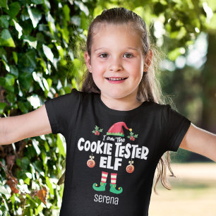 Cookie Tester elf Familie, die Weihnachtsnamen pas T-Shirt