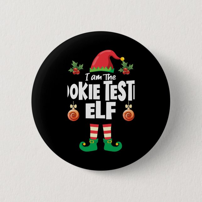 Cookie Tester Elf Family Matching Christmas Name T Button (Vorderseite)