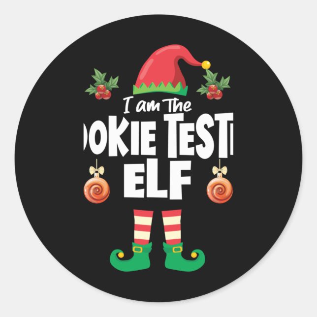Cookie Tester Elf Family Matching Christmas Name T Runder Aufkleber (Vorderseite)