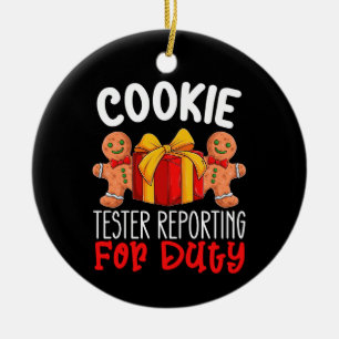Cookie-Tester meldet sich zum Dienst Lustiges Weih Keramik Ornament