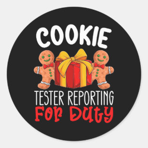 Cookie Tester Reporting für Duty Funny Weihnachten Runder Aufkleber