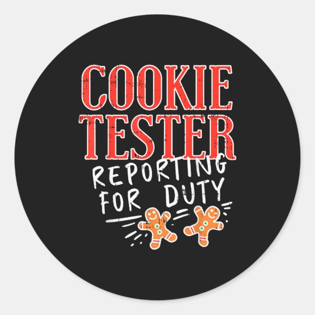 Cookie Tester Rerting Duty Funny Christmas Xmas Ki Runder Aufkleber (Vorderseite)