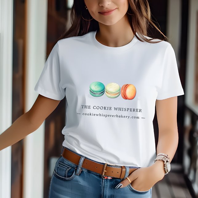 Cookie Zuhause Bakery Mitarbeiter Uniform T-Shirt (Home Based Cookie Bakery Macarons Logo Uniform T-Shirt)