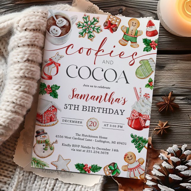 Cookies and Cocoa Winter Birthday Invitation Einladung (Cookies and Cocoa Winter Birthday Invitation
)