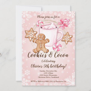 Cookies and Hot Cocoa Christmas Birthday invite Einladung