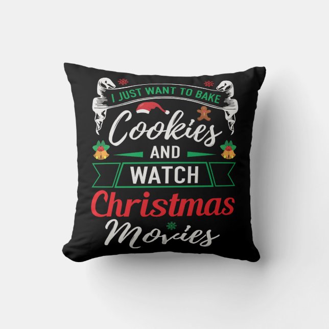 Cookies backen und Weihnachtsfilme ansehen Kissen (Vorderseite)