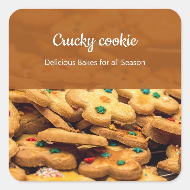 Cookies Bäckerei Foto Beruflich Business Quadratischer Aufkleber (Vorderseite)