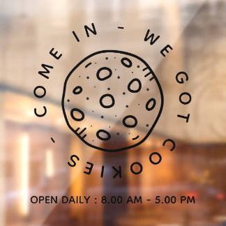 Cookies Bakery Store Simple Business Open Hours Fensteraufkleber