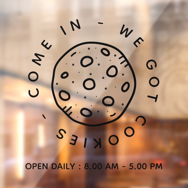 Cookies Bakery Store Simple Business Open Hours Fensteraufkleber (Blatt 2)