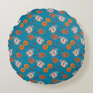 Cookies, Buns: blaues Hintergrundmuster Rundes Kissen