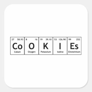 CoOKIEs Chemie Regelmäßige Tabellenelemente Quadratischer Aufkleber