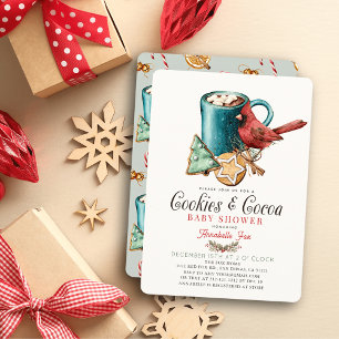 Cookies & Cocoa Bird Holiday Boy Baby Shower Einladung
