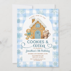 Cookies & Cocoa Geburtstag Blaue Schneeflocken Gin Einladung