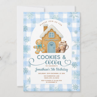 Cookies & Cocoa Geburtstag Blaue Schneeflocken Gin Einladung