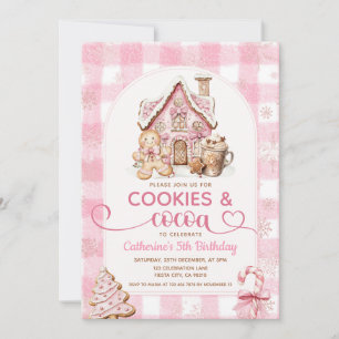 Cookies & Cocoa Geburtstag Rosa Schneeflocken Feie Einladung