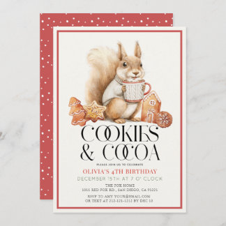 Cookies & Cocoa Hot Chocolate Squirrel Birthday Einladung