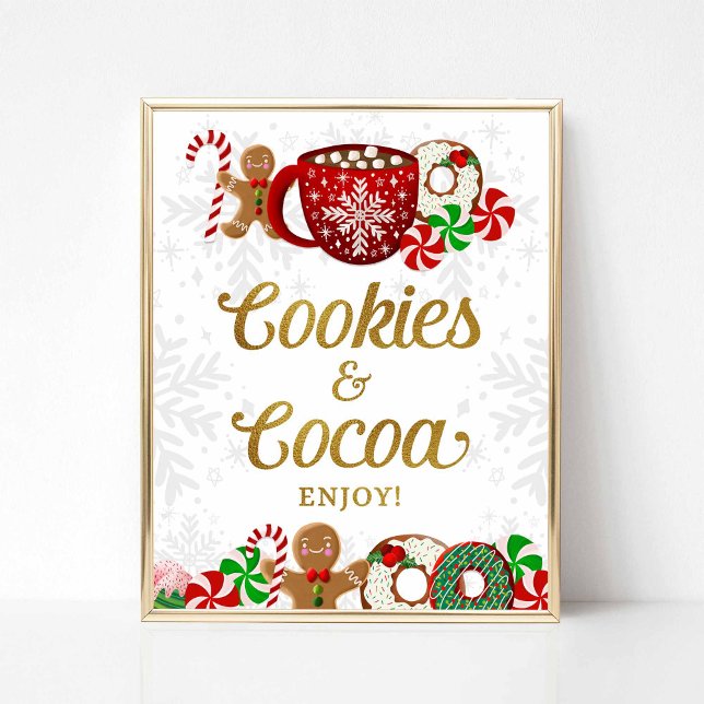 Cookies & Cocoa Sweet Christmas Party Unterschreib Poster (Cookies & Cocoa Christmas Party Table Sign, Sweet Christmas Theme)