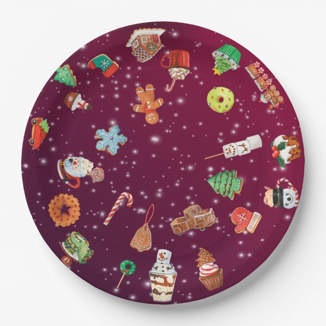 Cookies, Cupcakes und Kakao Pappteller (Vorderseite)