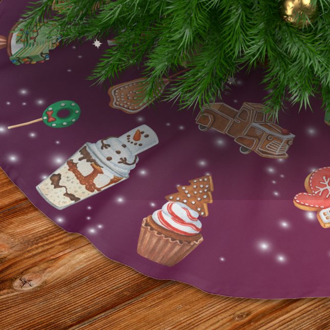 Cookies, Cupcakes und Kakao Polyester Weihnachtsbaumdecke (Von Creator hochgeladen)
