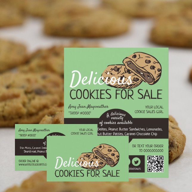 Cookies Design, Cookie Sales Fundraising-Karte Visitenkarte (Von Creator hochgeladen)