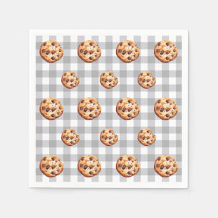 Cookies Gray Gingham Birthday Party Serviette