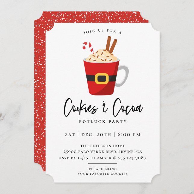 Cookies & Kakaoweihnachtsgebäck - Party Einladung (Vorne/Hinten)