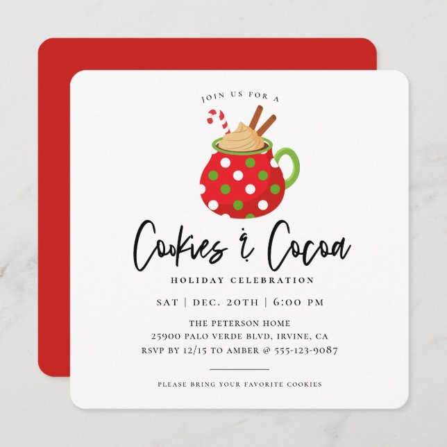 Cookies & Kakaoweihnachtsgebäck - Party Einladung (Vorne/Hinten)
