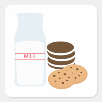 Cookies Milch Quadratischer Aufkleber