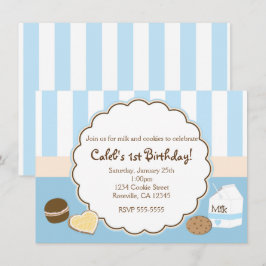 Cookies & Milk Blue Geburtstagsparty Einladungen
