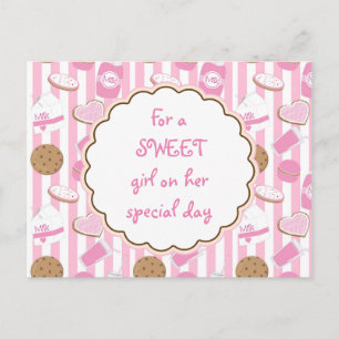 Cookies & Milk Pink Mädchen Geburtstagspostkarte Postkarte