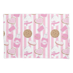 Cookies & Milk Pink und Weiß gestreifte Mädchen Kissenbezug