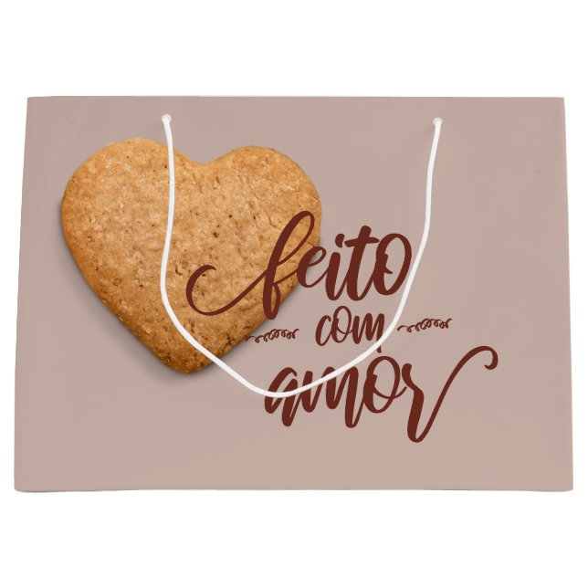 Cookies mit Liebe, feito com amor Große Geschenktüte (Vorderseite)