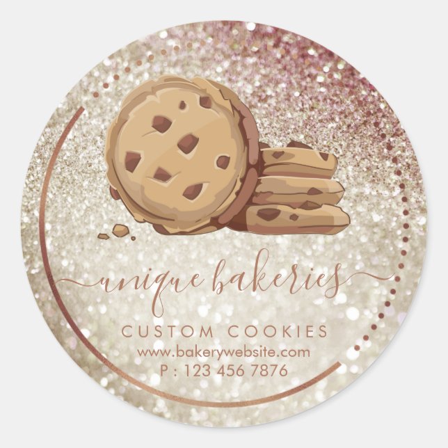 Cookies Süßigkeiten Konditorei Shop Girly Bäckerei Runder Aufkleber (Vorderseite)