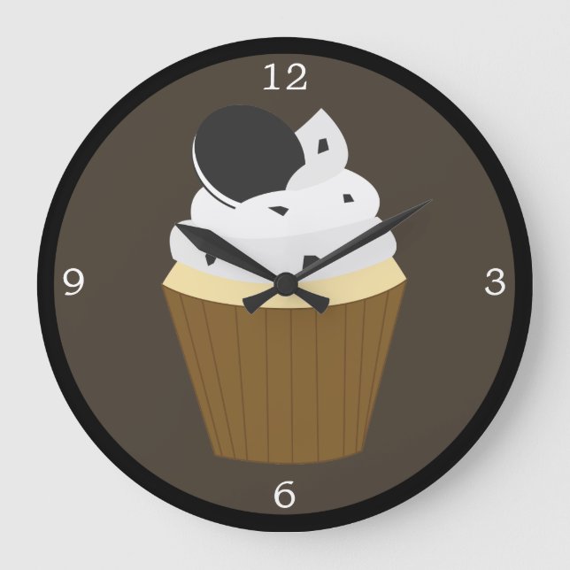 Cookies und Creme Cupcake Große Wanduhr (Vorderseite)