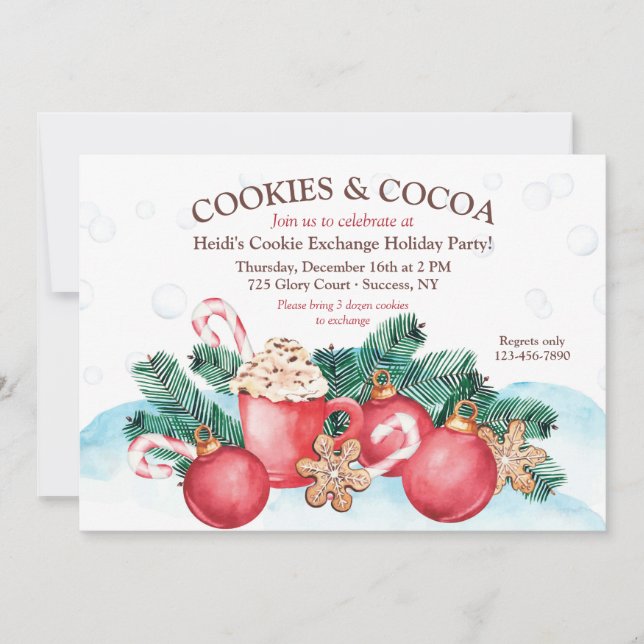 Cookies und Kakao-Cookie-Exchange-Party Einladung (Vorderseite)