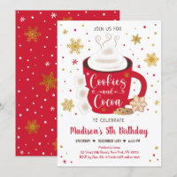 Cookies und Kakao Rot Gold Winter Geburtstag