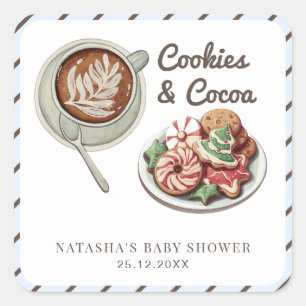 Cookies und Kakaowärme Kinderdusche Quadratischer Aufkleber