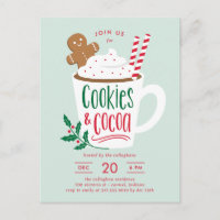 Cookies und Kakaoweihnachtliche Einladung Postkart