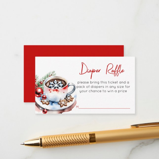 Cookies und Kakaowinters Weihnachtsdiaper Tombola Begleitkarte (Vorderseite/Rückseite Beispiel)