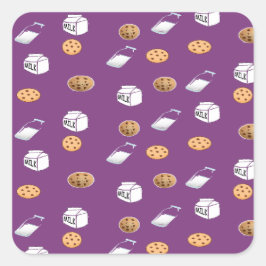 Cookies und Milch auf lila Quadratischer Aufkleber