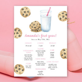 Cookies und Milch Erster Geburtstag Meilenstein Ge Poster