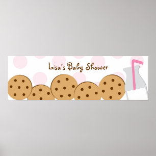 Cookies und Milk Baby Shower Banner-Zeichen Poster
