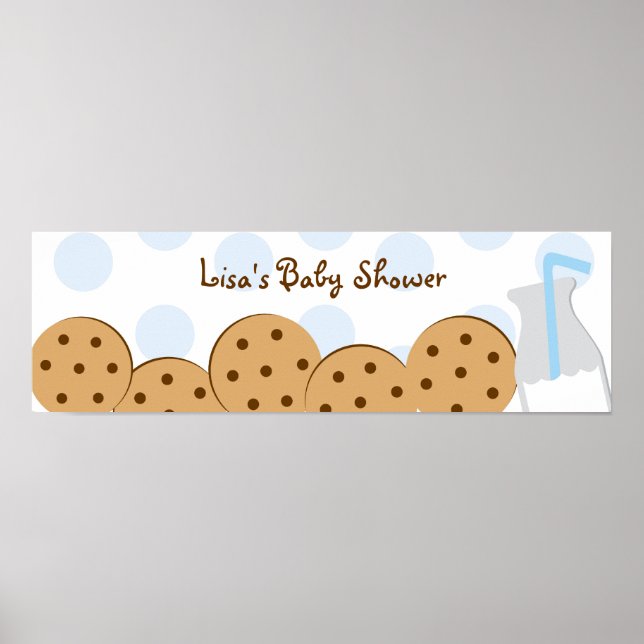 Cookies und Milk Baby Shower Banner-Zeichen Poster (Vorne)