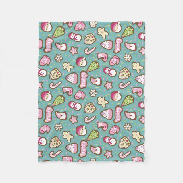 Cookies Weihnachten Türkis Fleecedecke (Vorderseite)