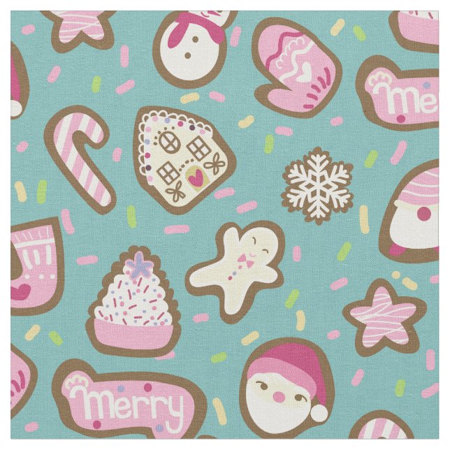 Cookies Weihnachten Türkis Stoff (Nahaufnahme)
