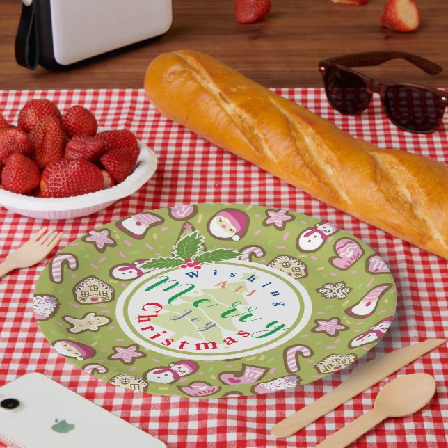 Cookies Weihnachts Grün Pappteller (Picknick)