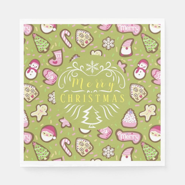 Cookies Weihnachts Grün Serviette (Vorderseite)