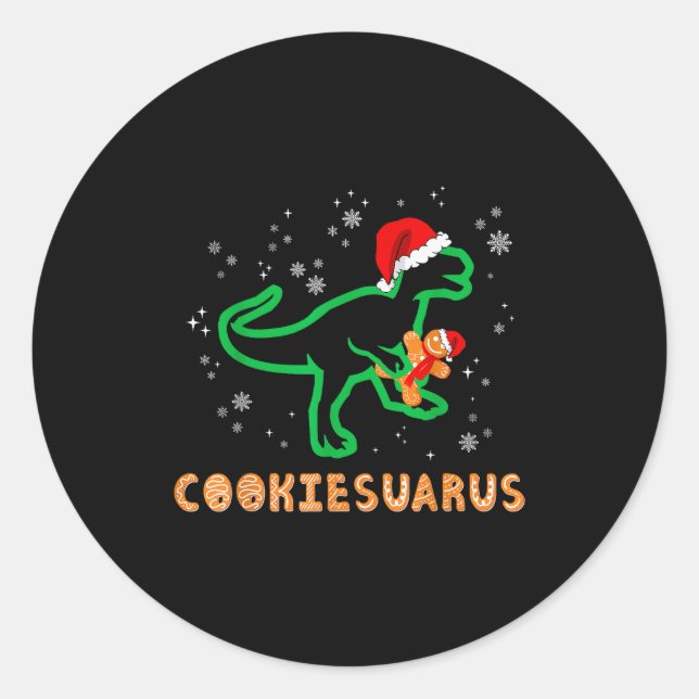 Cookiesaurus Christmas Dinosaur Rex Sugar Cookie  Runder Aufkleber (Vorderseite)