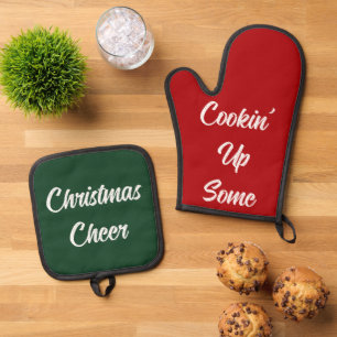 Cookin' Chef Funny Weihnachtsgeschenk Red Green Ofenhandschuh & Topflappen-Set